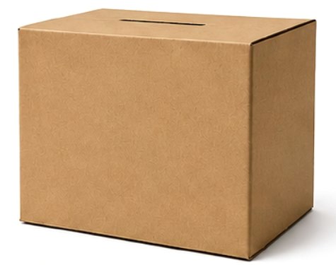 The Kicks Box, a cardboard collection box with a slot